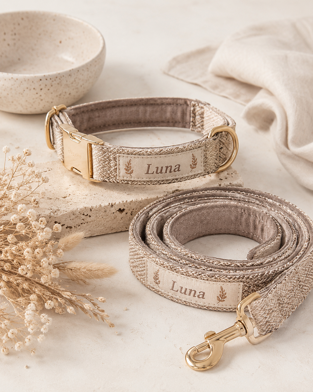 Personalised Dog Collar & Lead Set