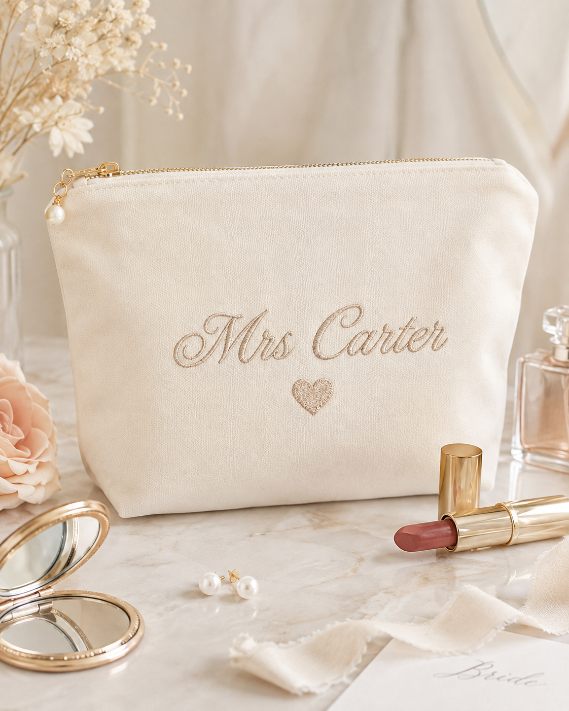 Personalised Bridal Make-Up Bag
